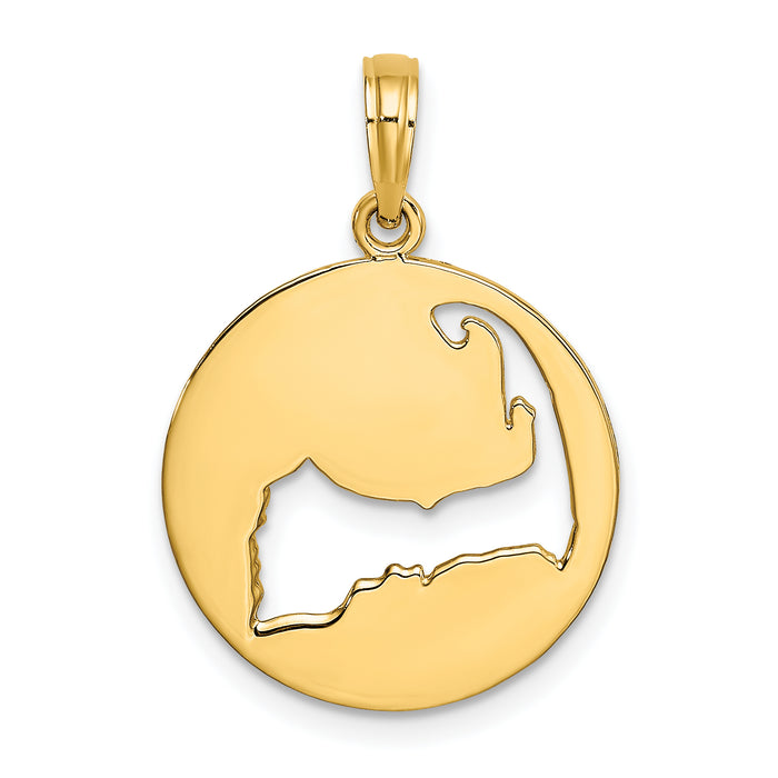 14K Polished Cut-Out CAPE COD Map Charm-K8782