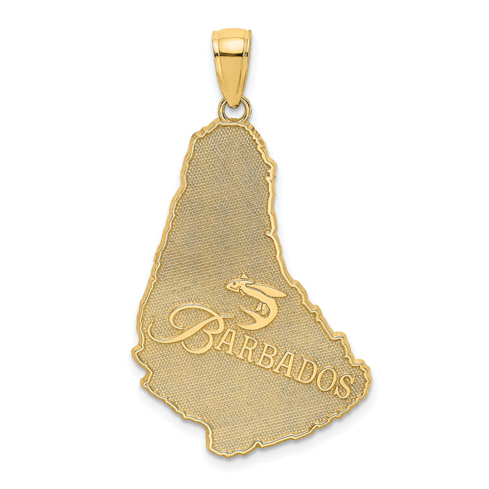 14K Textured BARBADOS Map Charm-K8784