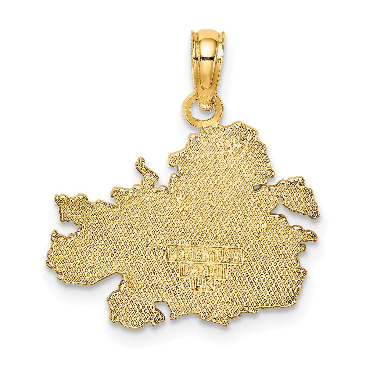 14K Polished and Engraved ANTIGUA MAP Charm-K8785