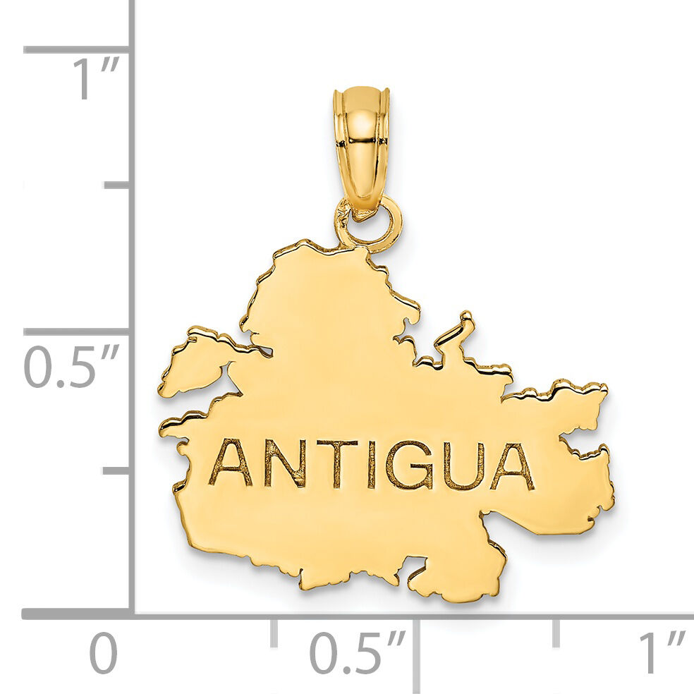 14K Polished and Engraved ANTIGUA MAP Charm-K8785