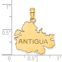 14K Polished and Engraved ANTIGUA MAP Charm-K8785
