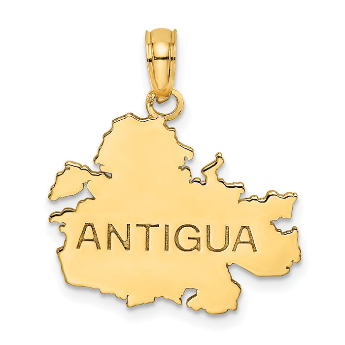 14K Polished and Engraved ANTIGUA MAP Charm-K8785