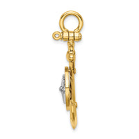14K Two-tone 3-D Anchor w/ Compass and Rhodium Needle Charm-K8788