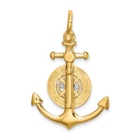 14K Two-tone 3-D Anchor w/ Compass and Rhodium Needle Charm-K8788