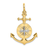 14K Two-tone 3-D Anchor w/ Compass and Rhodium Needle Charm-K8788