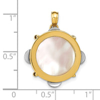 14K Two-tone 3-D Moveable Tambourine w/Mother of Pearl Charm-K8789
