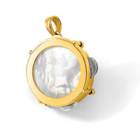 14K Two-tone 3-D Moveable Tambourine w/Mother of Pearl Charm-K8789