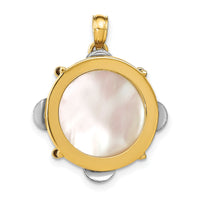 14K Two-tone 3-D Moveable Tambourine w/Mother of Pearl Charm-K8789
