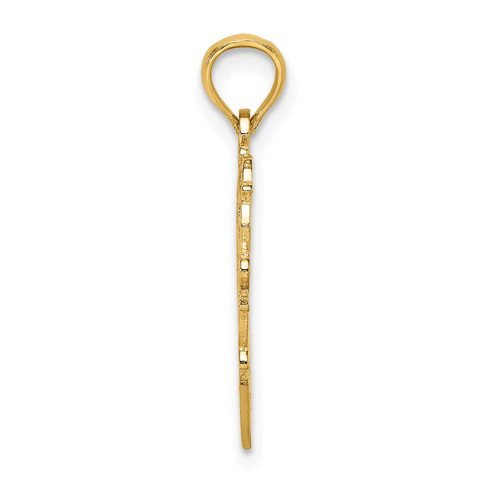 14K #1 Script GRANDMA In Heart Charm-K8790