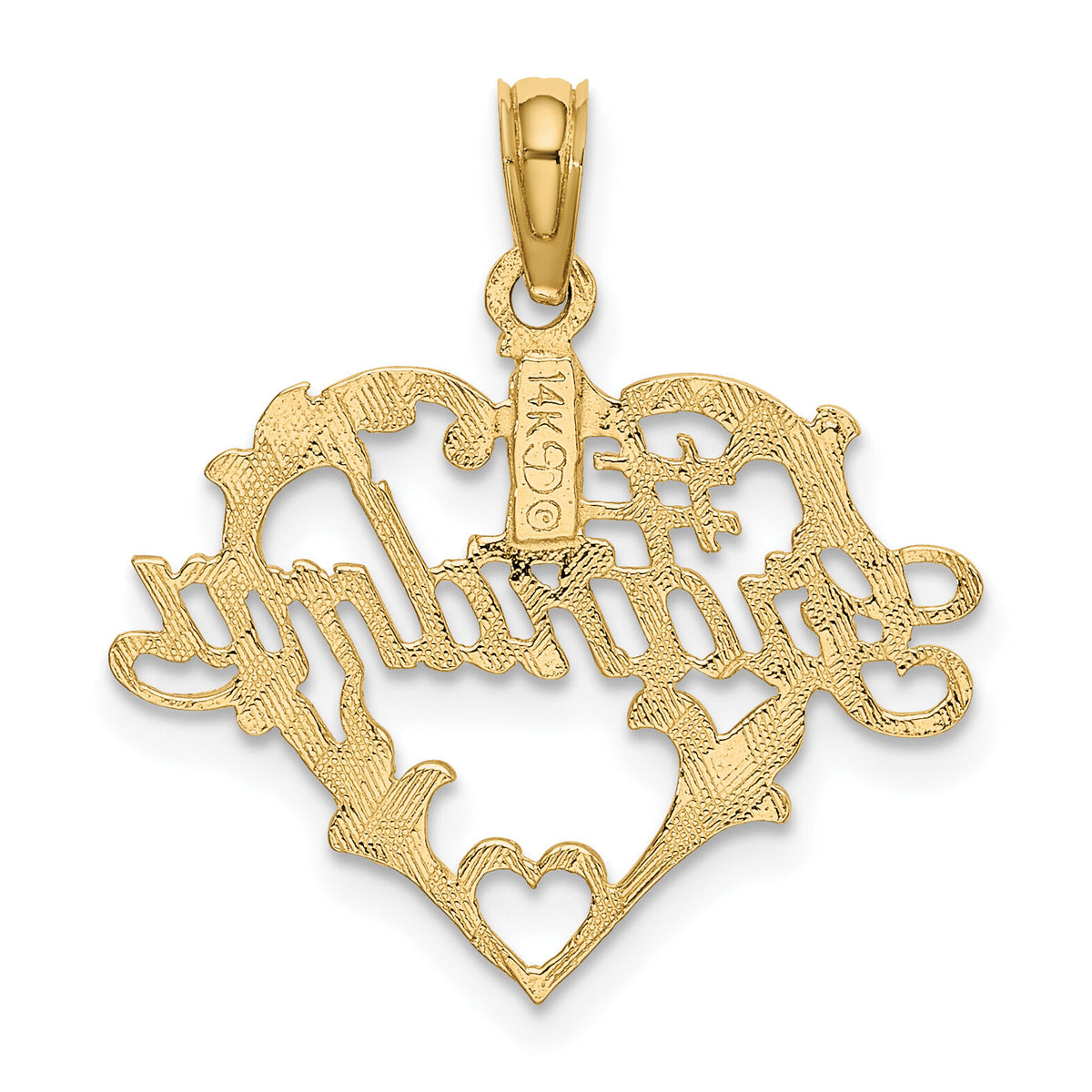 14K #1 Script GRANDMA In Heart Charm-K8790
