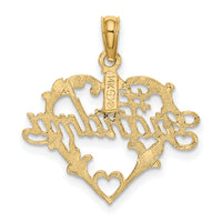 14K #1 Script GRANDMA In Heart Charm-K8790