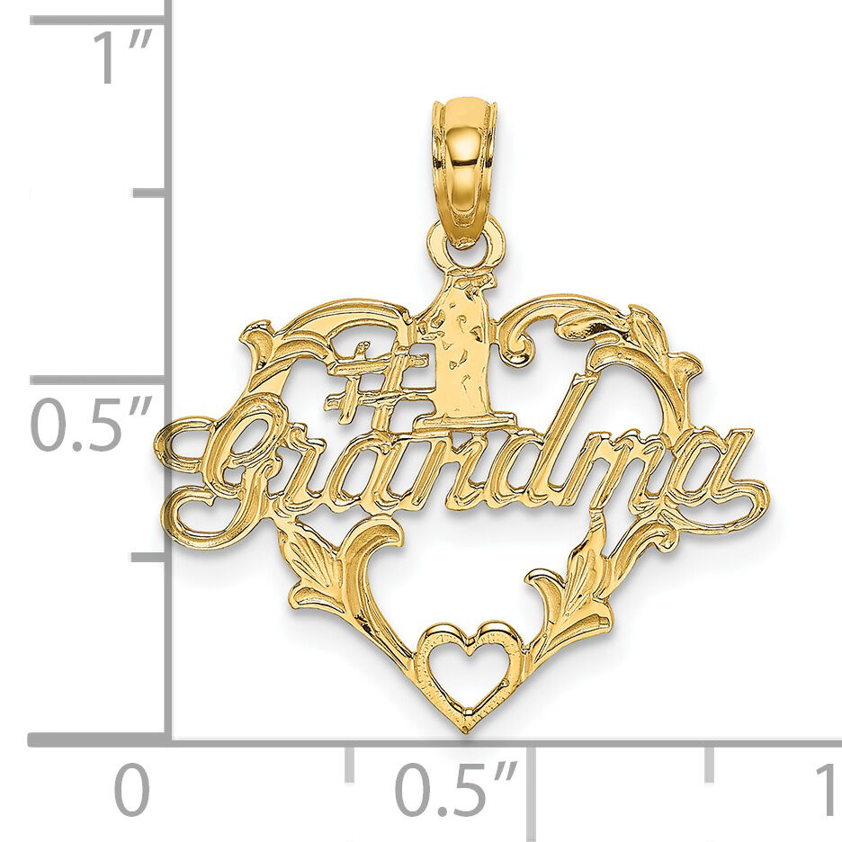 14K #1 Script GRANDMA In Heart Charm-K8790