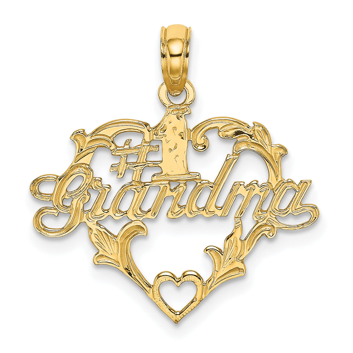 14K #1 Script GRANDMA In Heart Charm-K8790