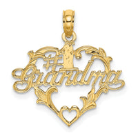 14K #1 Script GRANDMA In Heart Charm-K8790