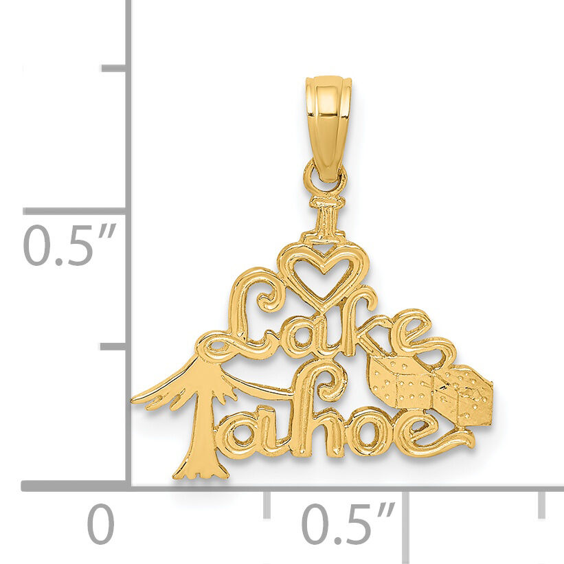 14K Polished I HEART LAKE TAHOE Charm-K8848