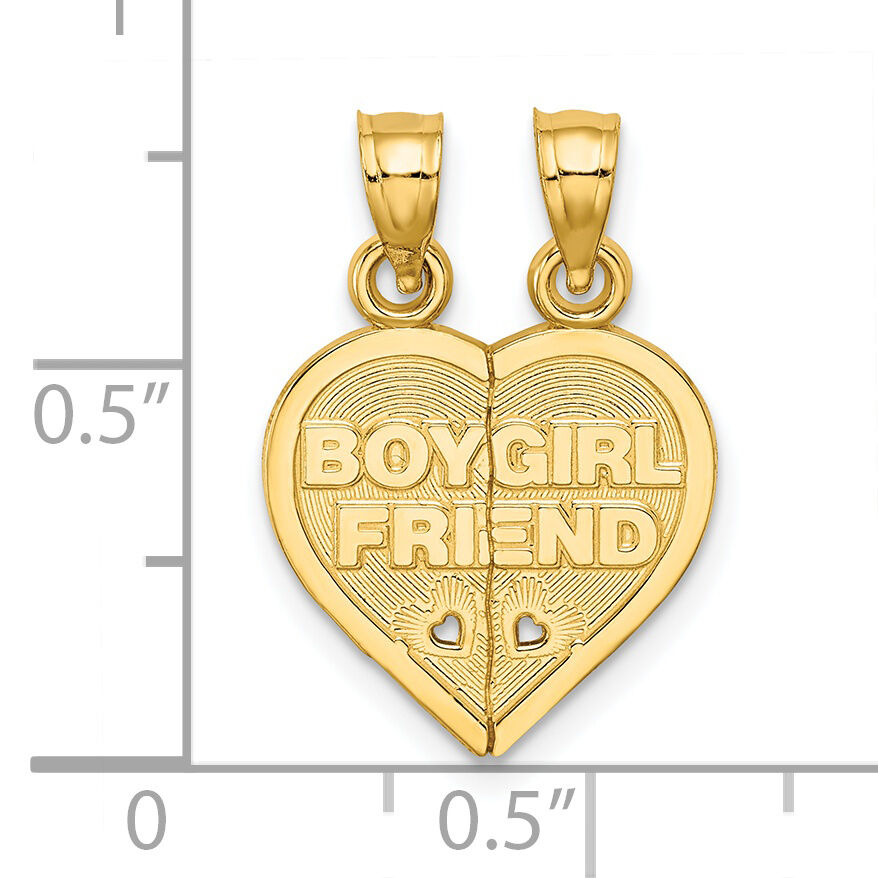 14K BOY/GIRL FRIEND Break-apart Heart Charm-K8850