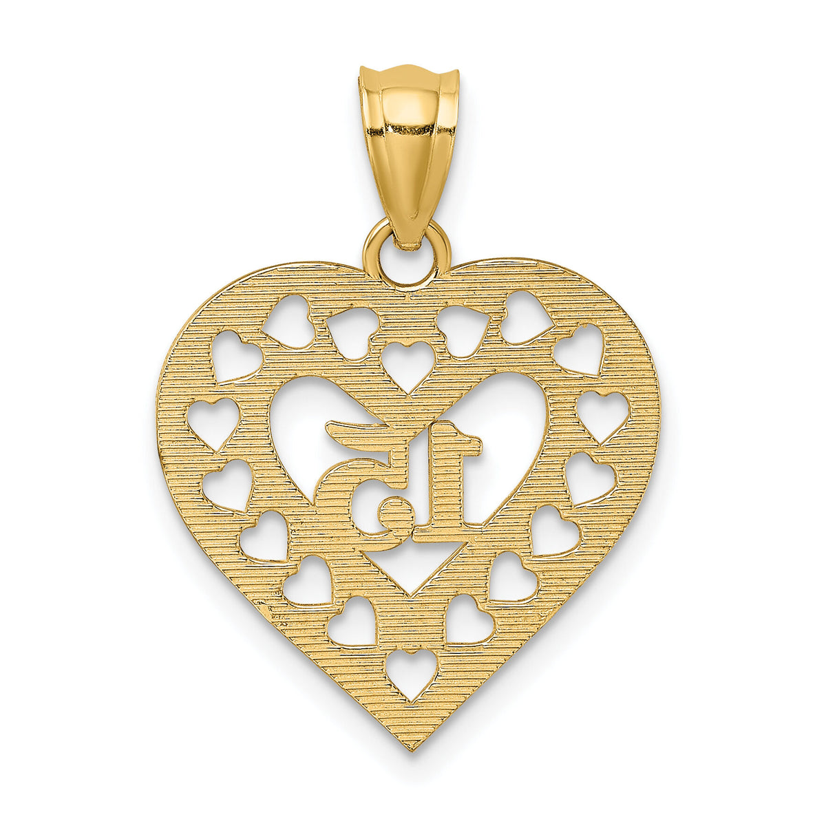 14K 15  in Cut-out Heart charm-K8851