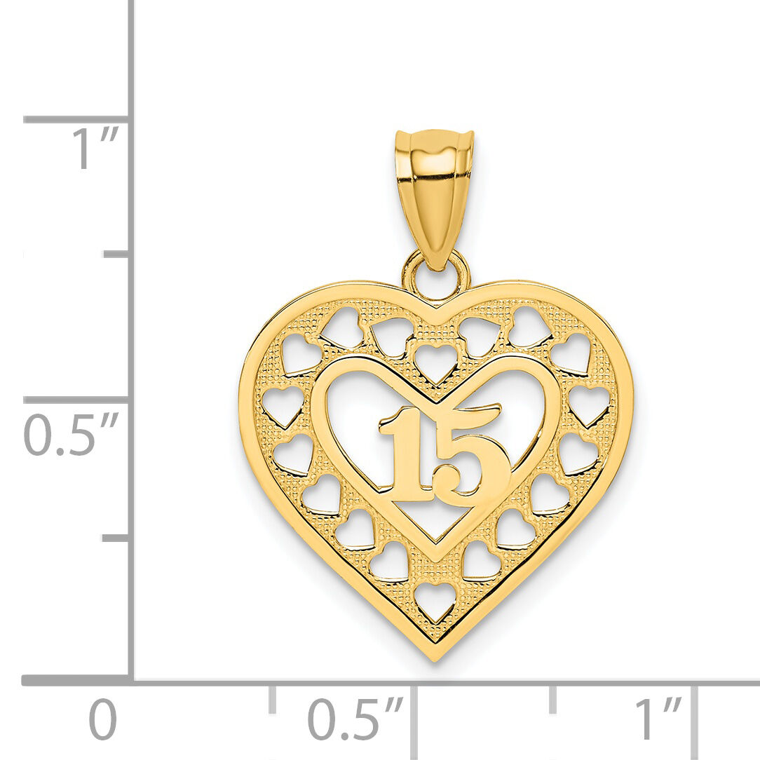 14K 15  in Cut-out Heart charm-K8851