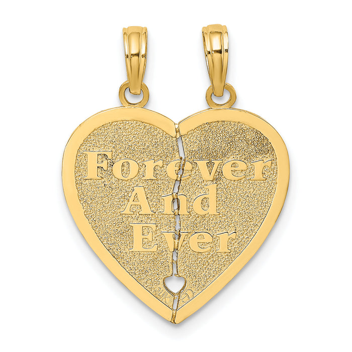 14k FOREVER AND EVER Break-Apart Heart Charm-K8853