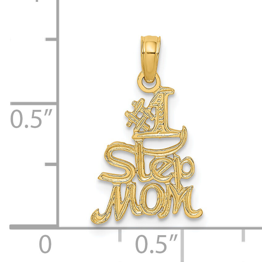 14K Polished Engraved #1 STEP MOM Charm-K8854