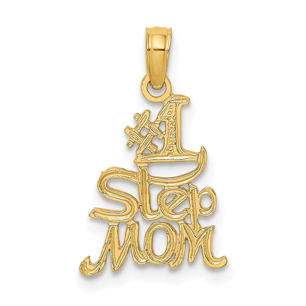 14K Polished Engraved #1 STEP MOM Charm-K8854