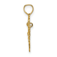 14K Polished MOM Dangle in Fancy Heart Pendant-K8855