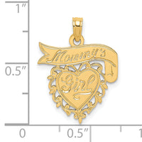 14K MOMMY'S GIRL In Heart w/Banner Charm-K8856