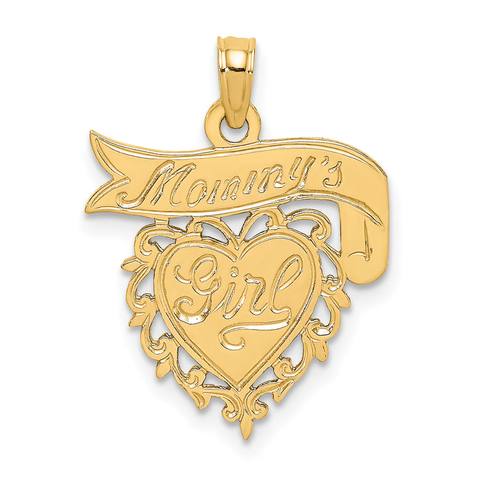 14K MOMMY'S GIRL In Heart w/Banner Charm-K8856