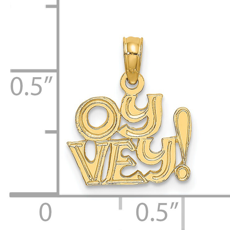 14K Polished and Engraved OY VEY Charm-K8881