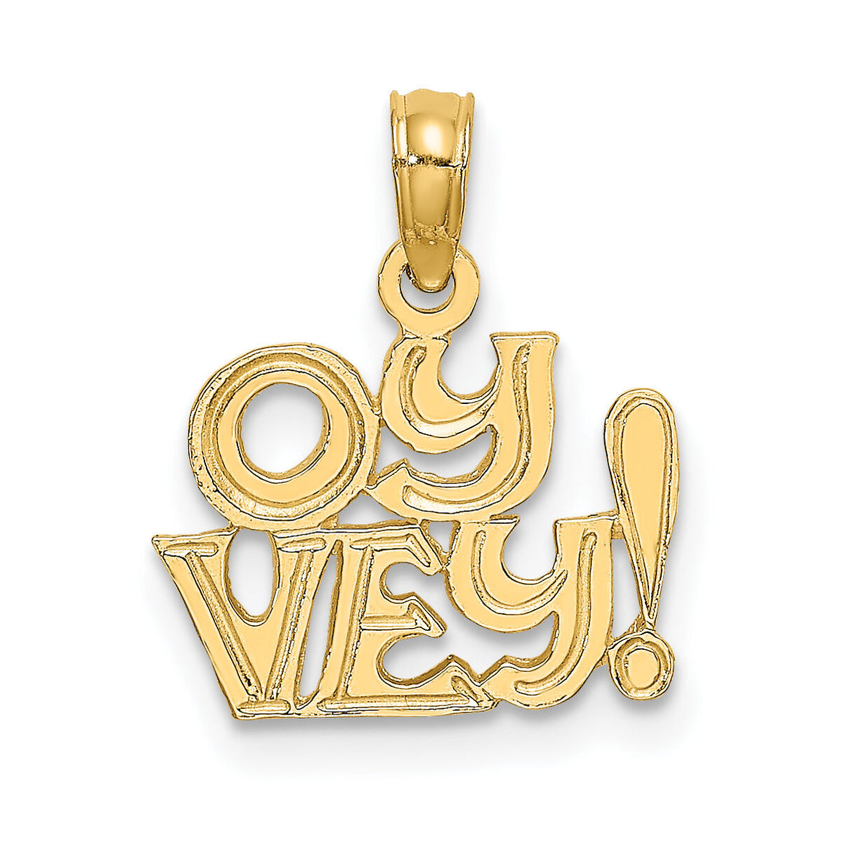 14K Polished and Engraved OY VEY Charm-K8881