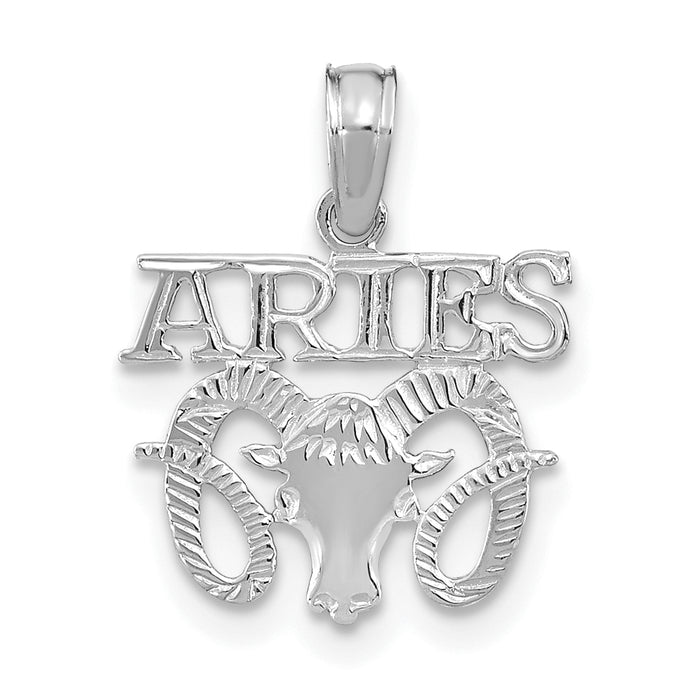 14k WG ARIES Zodiac Charm-K8946W