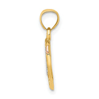 14k Yellow and Rose Gold w/ White Rhodium LOVE Heart w/ Arrow Charm-K8960