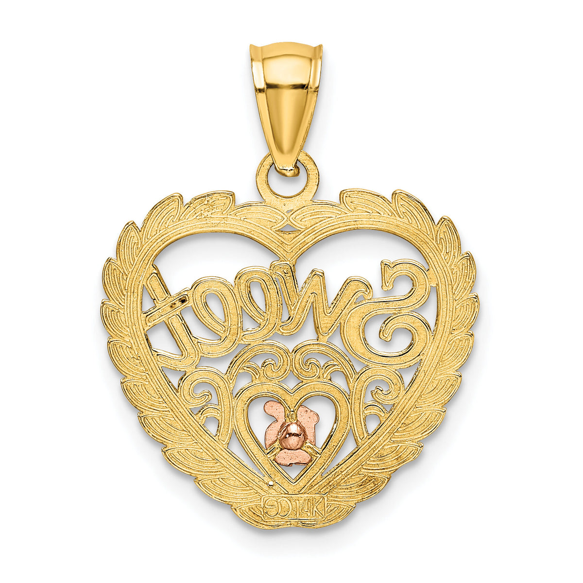 14k Two-tone White Rhodium SWEET 16 In Heart Charm-K8961
