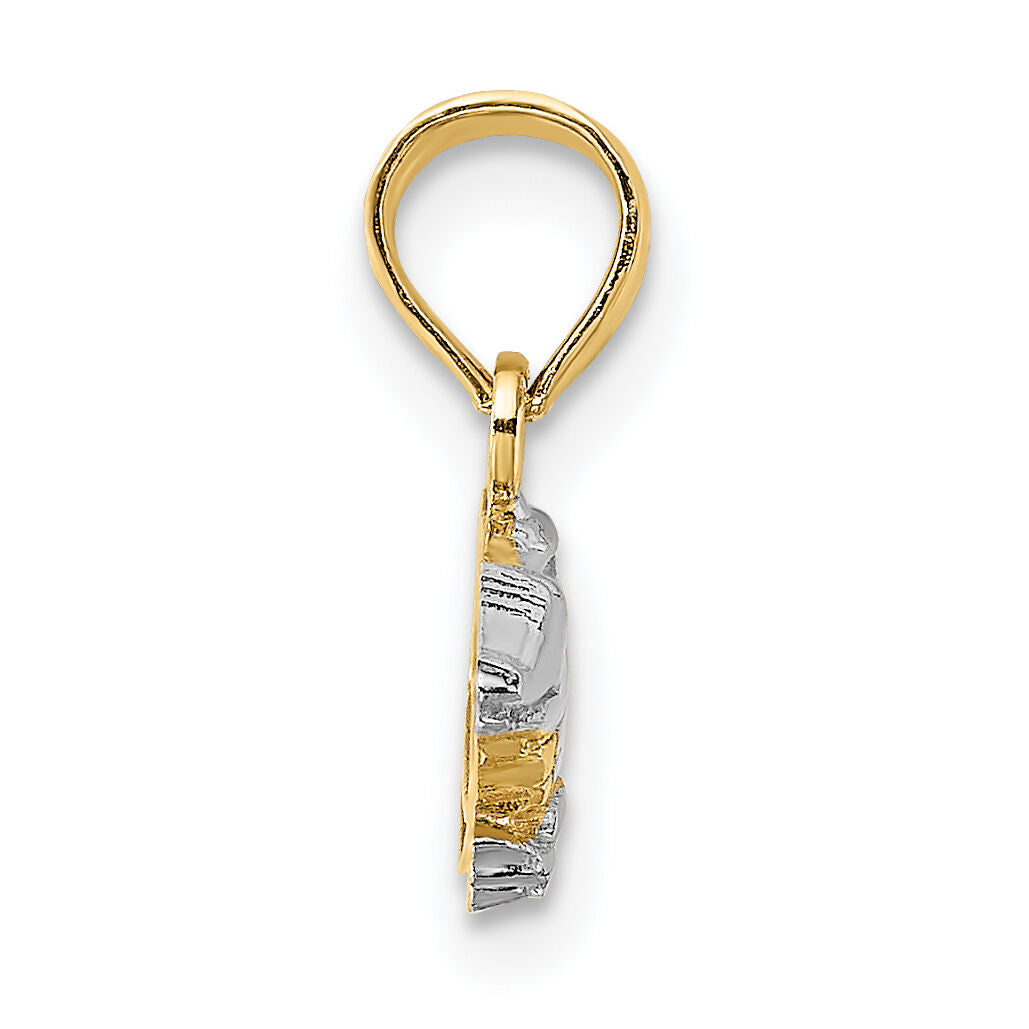 14k w/Rhodium 2-D  Alligator Charm-K8966