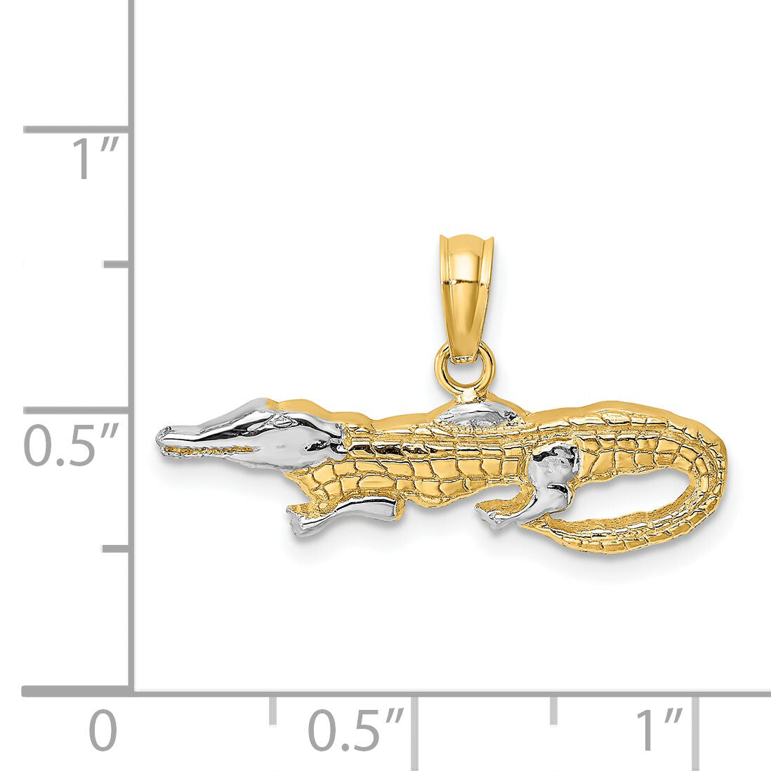14k w/Rhodium 2-D  Alligator Charm-K8966