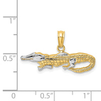 14k w/Rhodium 2-D  Alligator Charm-K8966
