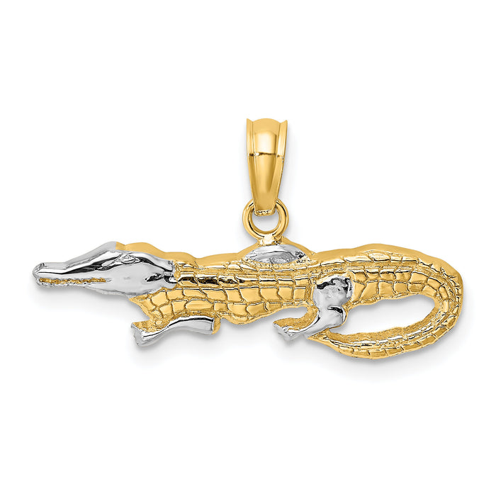 14k w/Rhodium 2-D  Alligator Charm-K8966