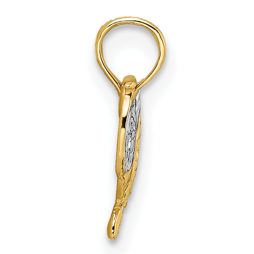 14k with White Rhodium Saddle Pendant-K8970