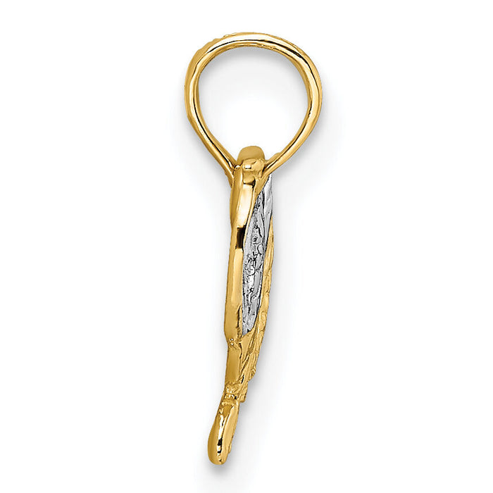 14k with White Rhodium Saddle Pendant-K8970