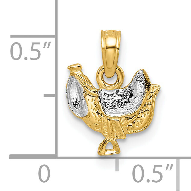 14k with White Rhodium Saddle Pendant-K8970