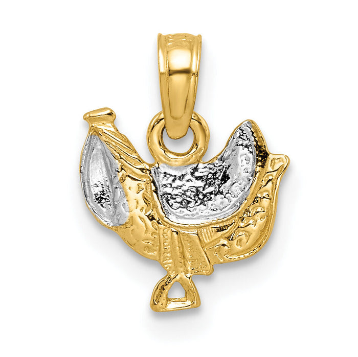 14k with White Rhodium Saddle Pendant-K8970