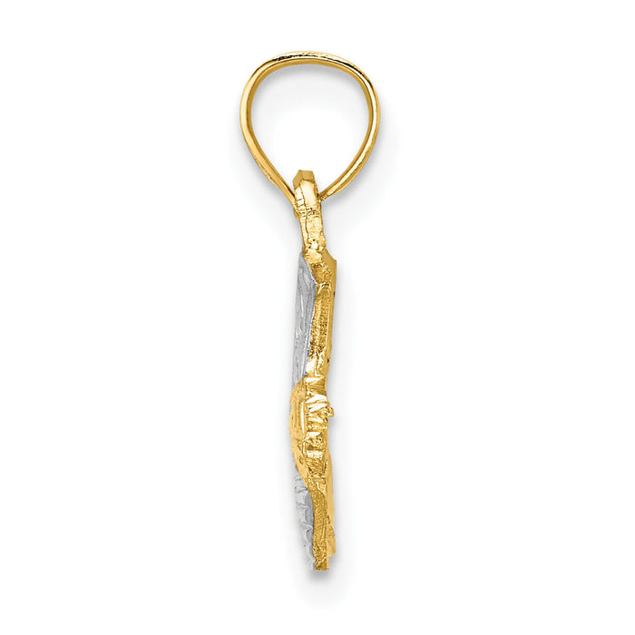 14k w/ Rhodium Cowboy Boot Charm-K8971