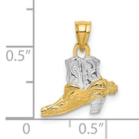 14k w/ Rhodium Cowboy Boot Charm-K8971