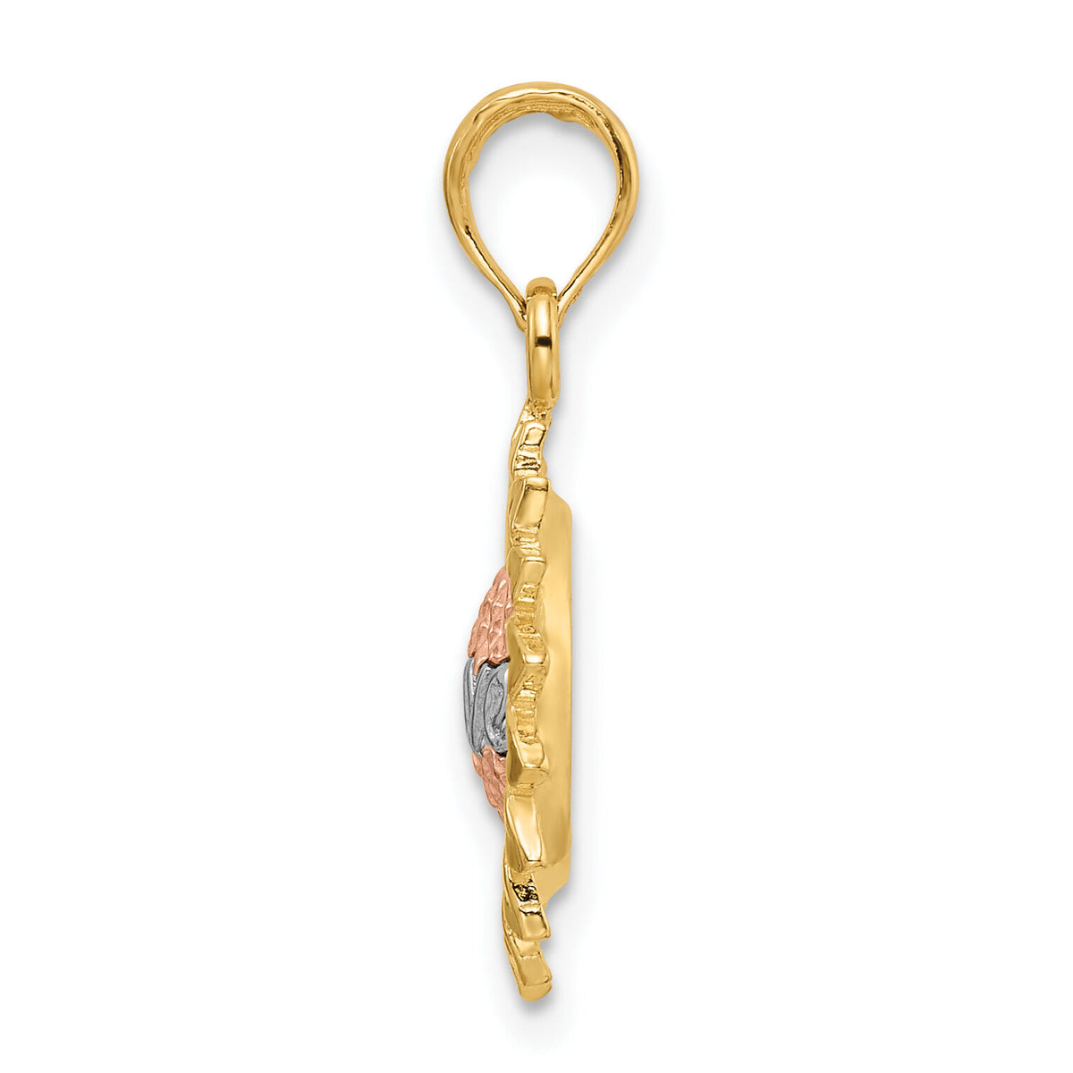 14K Tri-Color Sunflower w/ LOVE Pendant-K8972