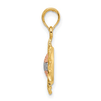 14K Tri-Color Sunflower w/ LOVE Pendant-K8972