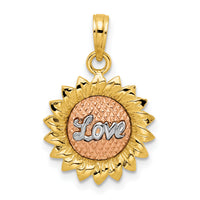 14K Tri-Color Sunflower w/ LOVE Pendant-K8972