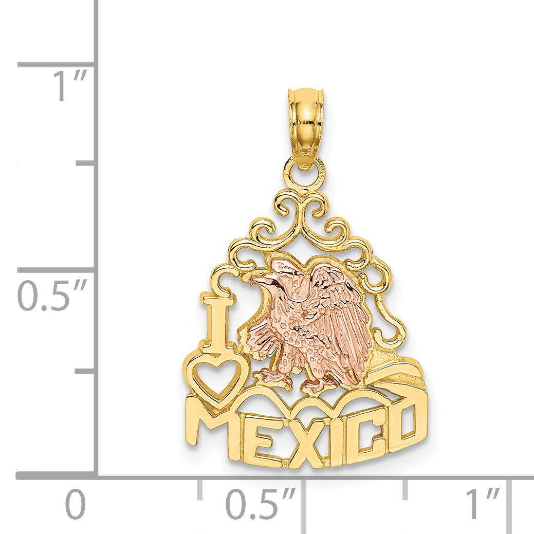 14k Two-tone I HEART MEXICO  w/ Eagle Charm-K8973