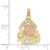 14k Two-tone I HEART MEXICO  w/ Eagle Charm-K8973