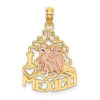 14k Two-tone I HEART MEXICO  w/ Eagle Charm-K8973