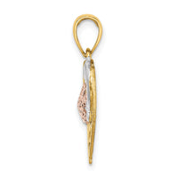 14K Two-tone w/White Rhodium Dolphin and Starfish In Heart Charm-K8975